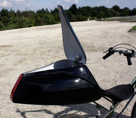 Talbox Dolphin, color: black. For recumbent bike. Increases aerodynamic speed of recumbent bike.